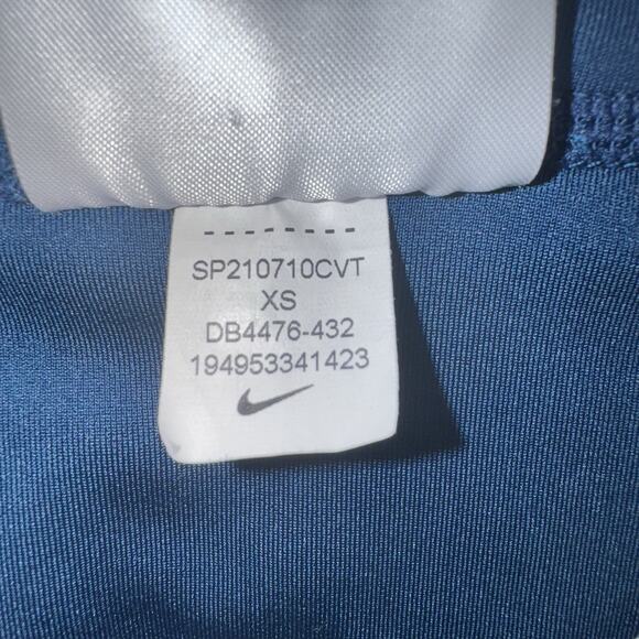 Nike Leggings XS Blue White Side Stripe Logo High Waist Ankle Pocket Tuxedo Gym - Picture 8 of 8